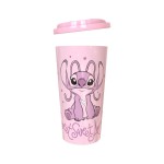 Vaso De Cafe Tapa 600 Cm3 Big Life Stitch Rosa